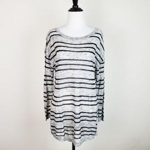Tart Top Striped Linen Heathered Gray Black Lagenlook Spring Summer Neutral